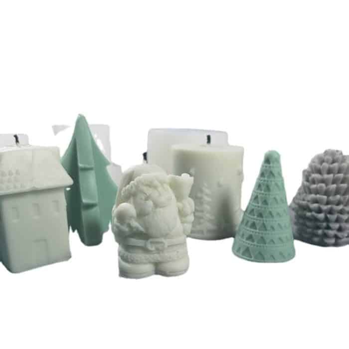 DIY-Weihnachtskerzen-Aromatherapie-Gips-Silikonform, Form:, Santa, Simple Christmas Tree, Triangular Christmas Tree, Christmas Gift, Single Stereo, Snow House 3, Single Christmas Cylinder, Origami Christmas Tree, 8 Cone Contest Christmas Tree, Matsi Kot – Bild 3