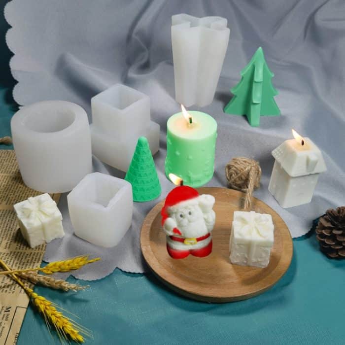 DIY-Weihnachtskerzen-Aromatherapie-Gips-Silikonform, Form:, Santa, Simple Christmas Tree, Triangular Christmas Tree, Christmas Gift, Single Stereo, Snow House 3, Single Christmas Cylinder, Origami Christmas Tree, 8 Cone Contest Christmas Tree, Matsi Kot – Bild 6