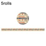 5 Rollen Retro Washi Tape für Journal Scrapbooking Tagebuchplaner, Map, Newspaper, Manuscript, Old Book, Old Stories, Newspaper Material, Written Notes, A Letter, Art Letter, Old Bill, Coupon, Old Ticket