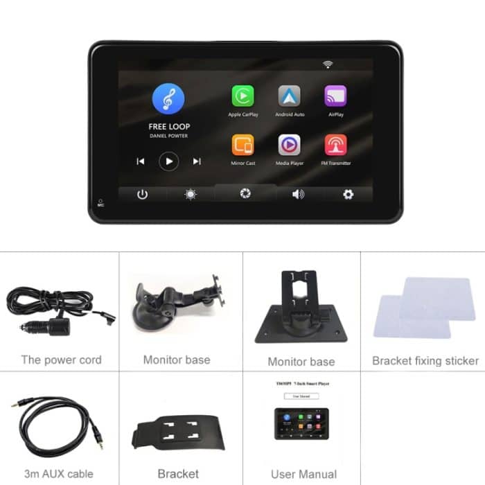 A3135 7 Zoll HD Wired Smart Screen mit Wireless CarPlay + Android Auto + Android, Without Camera, With Camera – Bild 2