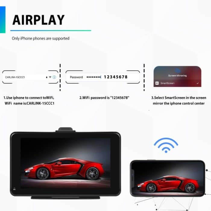 A3135 7 Zoll HD Wired Smart Screen mit Wireless CarPlay + Android Auto + Android, Without Camera, With Camera – Bild 10