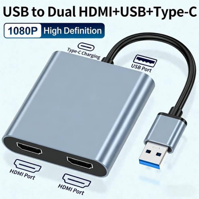 USB 3.0 zu Dual HDMI High Definition Konverter 4K USB Same Screen Extender, USB 3.0 To Dual HDMI – Bild 2