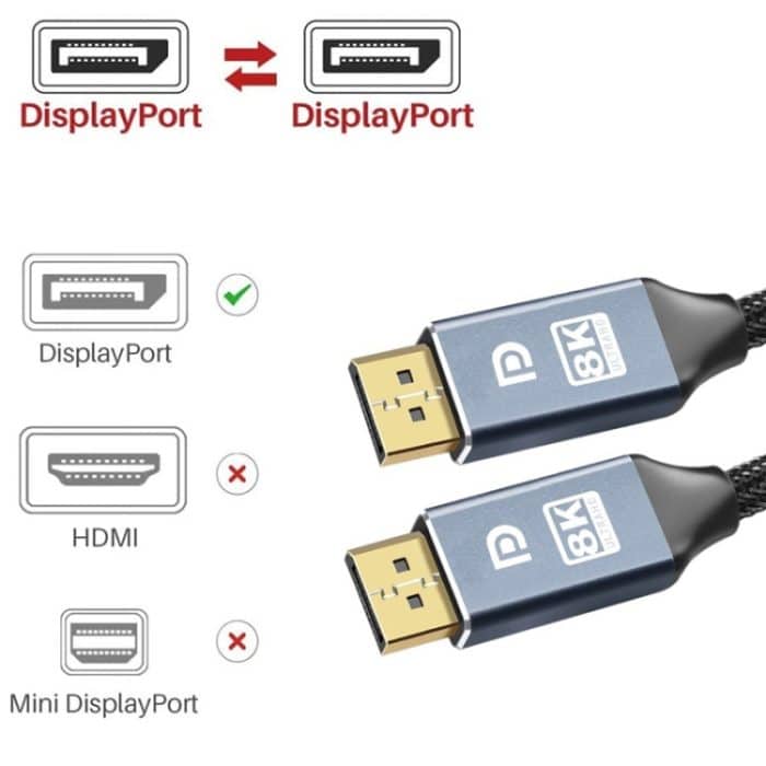 1.4 Version DP-Kabel, vergoldete Schnittstelle, 8K-High-Definition-Display-Computerkabel, 1m, 1.5m, 2m, 3m, 5m, 10m – Bild 3