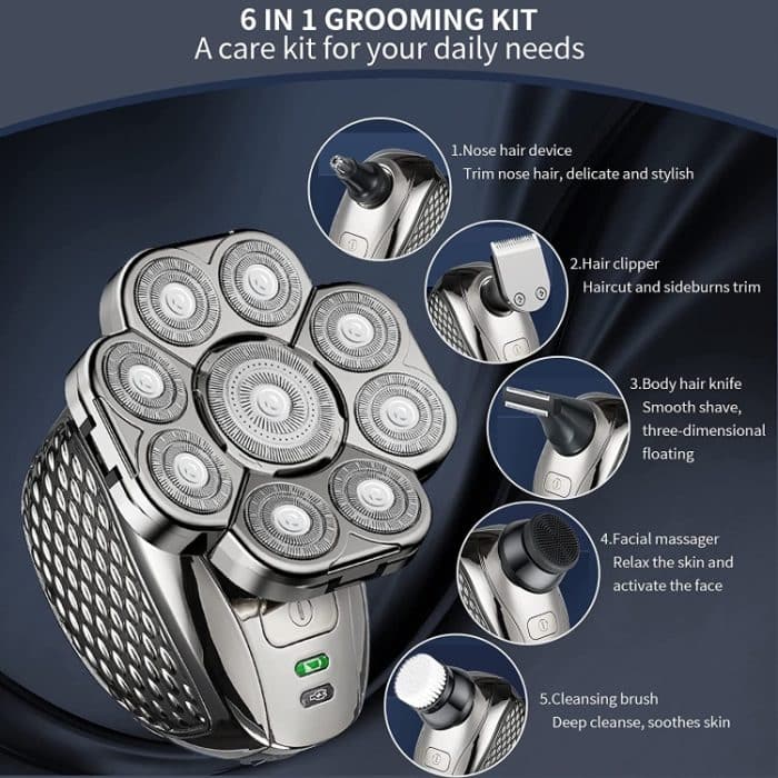 9 Messerkopf Multifunktionaler USB-Rasierer Ganzkörper-Wasserwaschrasierer Männer Haarkahl, Single Machine, 6 In 1 – Bild 3