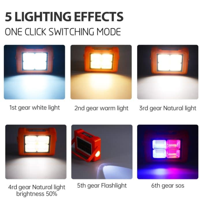 Solar-Flutlicht, tragbare Taschenlampe, Notfall-Arbeitslicht, 144 LEDs – Bild 3