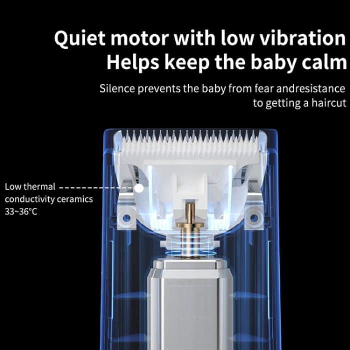 Elektrischer, wasserdichter Friseur-Kinder-Haarschneider, geräuscharm, wiederaufladbar, Push-Clipper, Digital Version White, Suction Upgrade Version White – Bild 4
