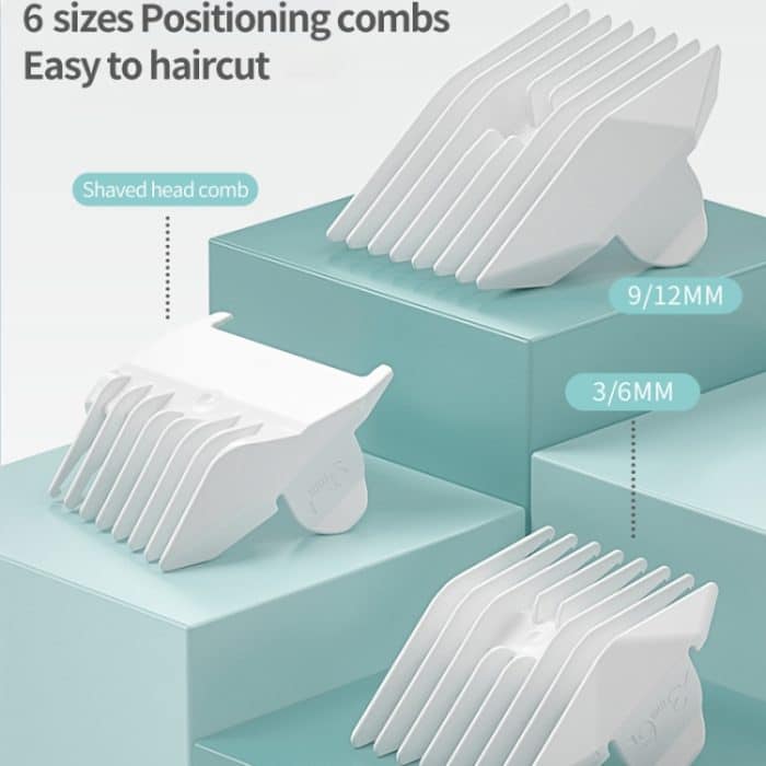 Elektrischer, wasserdichter Friseur-Kinder-Haarschneider, geräuscharm, wiederaufladbar, Push-Clipper, Digital Version White, Suction Upgrade Version White – Bild 8