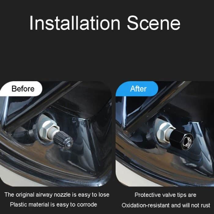 4 teile/satz Skeleton Metall Reifen Ventil Kappen Automobil Modifikation Universal Ventil Kern Abdeckung – Bild 6