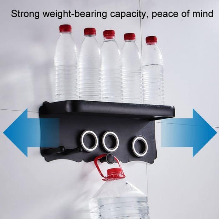 An der Wand montierter Haartrocknerhalter, lochfreier Badezimmerraum, Aluminium-Multifunktionsregal, Simple Silver, Simple Black, Small Silver, Small Black, Small With 2 Loops Silver, Small With 2 Loops Black, Large Silver, Large Black – Bild 6