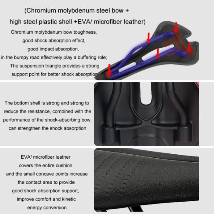 TOSEEK Mountainbike Sattel Rennrad Fahrradsitz Zubehör, Black, White, Red, Black Red, Black Green, Black Yellow, Black White – Bild 7