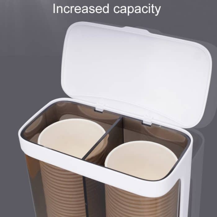 Haushalts-Einwegbecher-Organizer, Wasserspender, staubdichtes Wandregal, Single Cylinder White, Single Cylinder Gray, Dual Cylinder White, Dual Cylinder Gray – Bild 7
