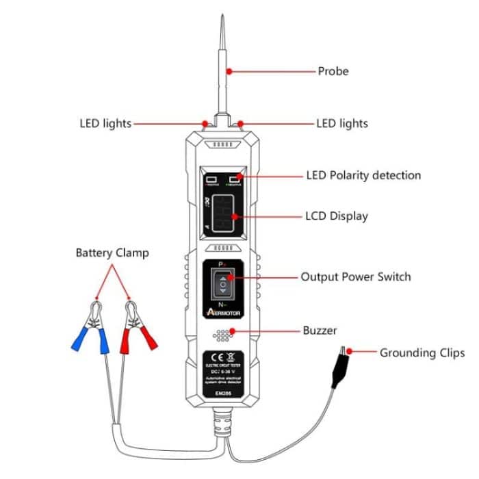 EM286 Multifunktionaler Prüfstift für elektrisches System im Auto, Red 4m, Red 4.5m, Blue 4m, Blue 4.5m – Bild 3