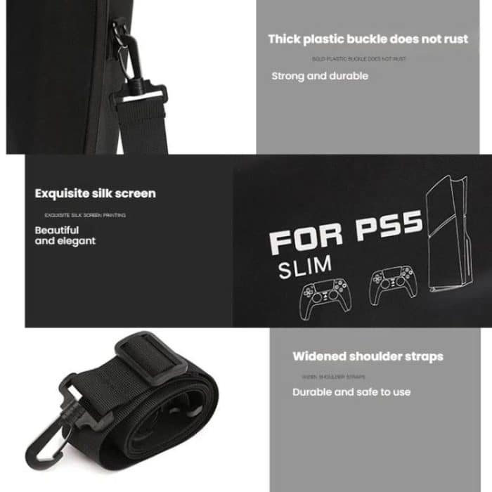 BKANO For Sony PS5 Slim Storage Bag Hard-Shell Shoulder Suitcase Storage Case – Bild 8