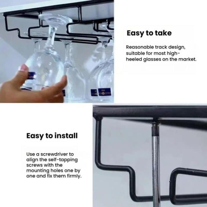 Upside Down Hanging Wine Cup Holder Cabinet Goblet Bracket Hanging Wine Glass Holder, 3 Slots, 4 Slots, 5 Slots – Bild 8