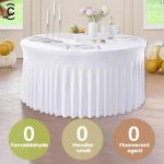 Polyester Elastic Tablecloth Cover Wedding Banquet Party Decoration Round Table Skirt Office Tablecloth, 4FT, 5FT, 6FT – Bild 3