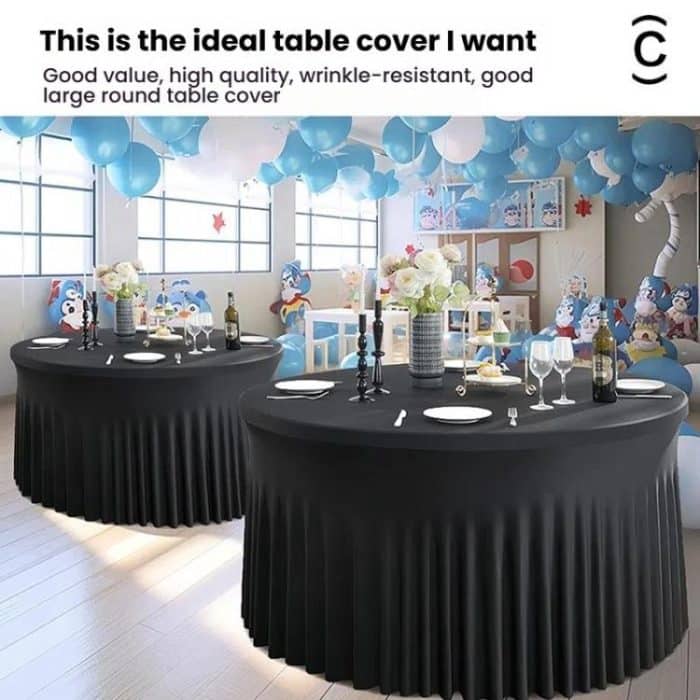 Polyester Elastic Tablecloth Cover Wedding Banquet Party Decoration Round Table Skirt Office Tablecloth, 4FT, 5FT, 6FT – Bild 5