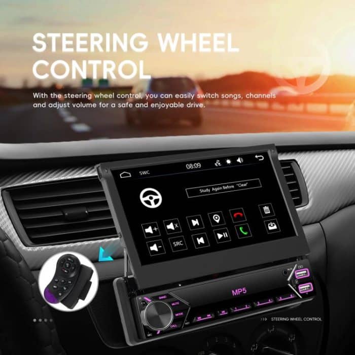 7 inch Universal Manual Retractable Screen Car MP5 Player Car Center Control All-in-One Wired Carplay, Standard, Standard+12 Light Camera – Bild 6