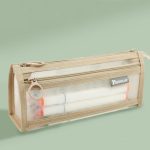 Large Capacity Double-Layer Mesh Pencil Case Triangular Base Design Exam Accessory Pouch