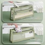 Large Capacity Double-Layer Mesh Pencil Case Triangular Base Design Exam Accessory Pouch – Bild 3
