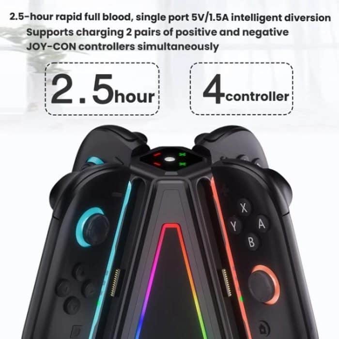 For Nintendo Switch 2 Joy-Con Controllers 4 In 1 Triangular Charging Base With RGB Light, S219 – Bild 2