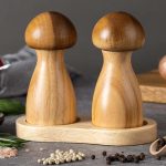 Mushroom Shaped Pepper Grinder Wooden Kitchen Grinding Tool, Single WIth Box, Double+Base – Bild 3