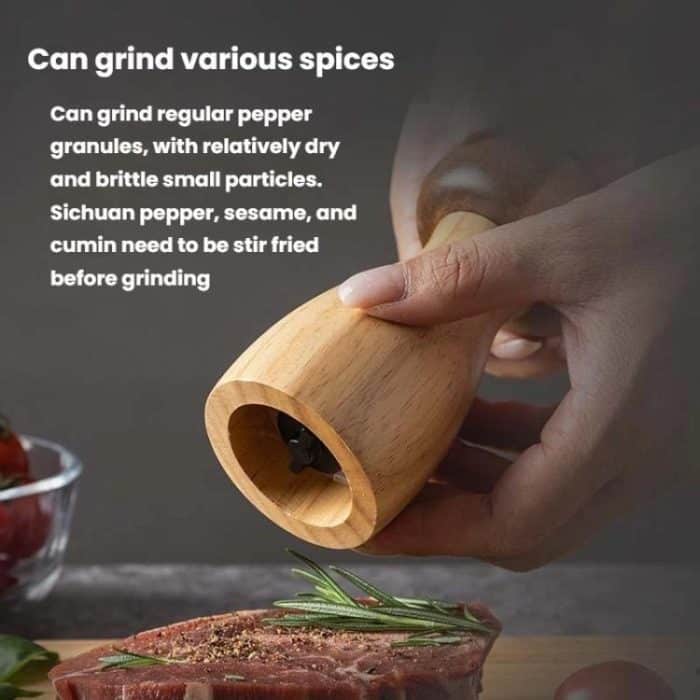 Mushroom Shaped Pepper Grinder Wooden Kitchen Grinding Tool, Single WIth Box, Double+Base – Bild 4