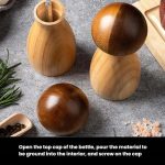 Mushroom Shaped Pepper Grinder Wooden Kitchen Grinding Tool, Single WIth Box, Double+Base – Bild 5